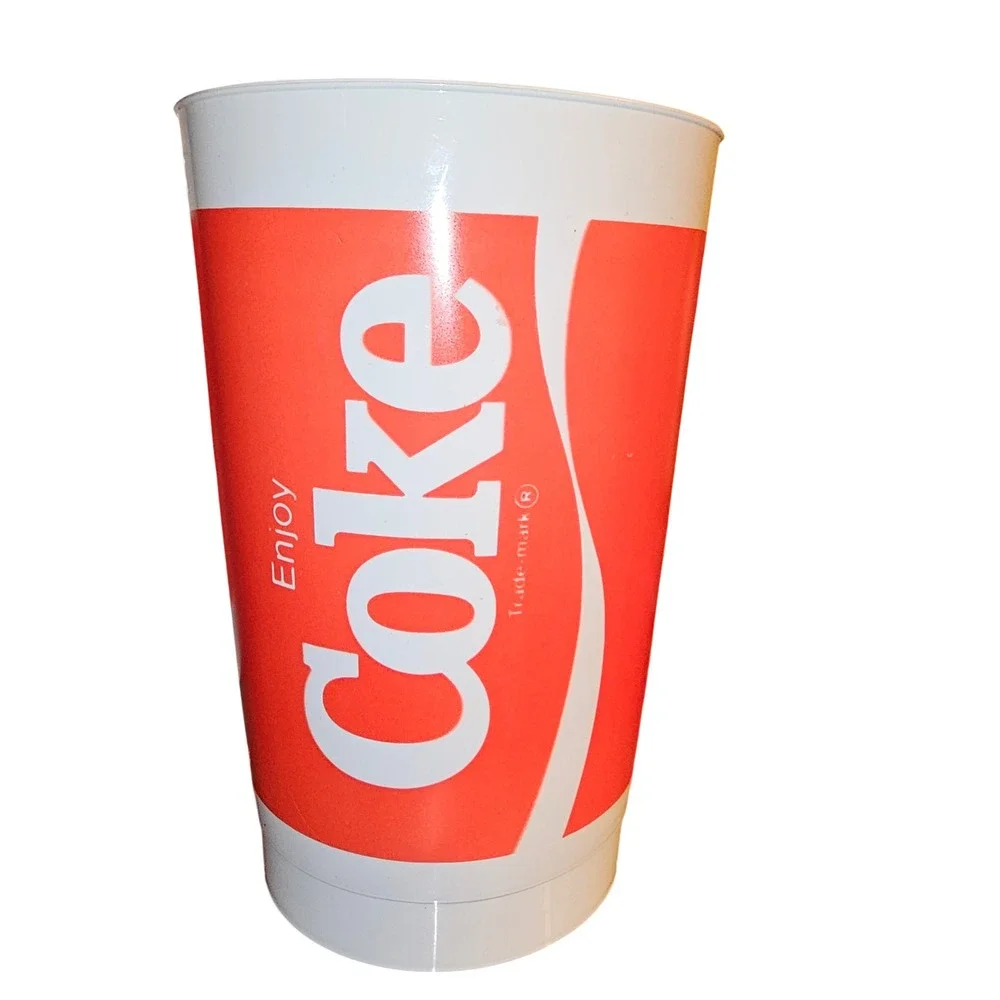 Coca Cola Plastic Tumbler Cup White Red Enjoy‎ Coke Logo Drinkware Collectible